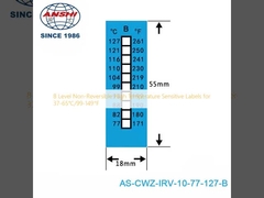 Niveaus 8 Niet-omkeerbare hoge temperatuurgevoelige etiketten voor 37-65°C/99-149°F