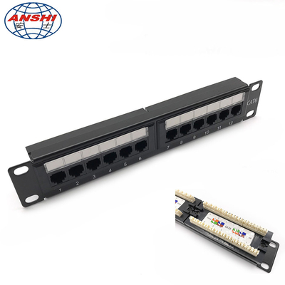 1U 10 inch 12-poorts CAT5E CAT6 UTP-rackmontage patchpaneel 110 IDC-type