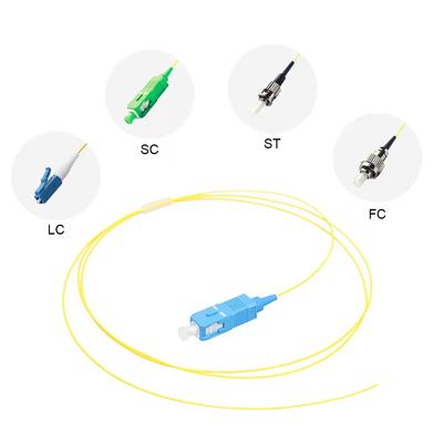 0.9mm 1/1.5 Meter FTTH Sc-upcylow geel SC/APC Sinle Core Sm G.652d Core Sc Fiber Patch Pigtail