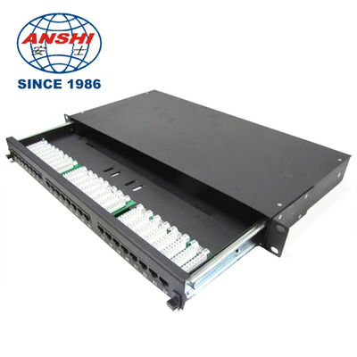 1U 24 poort Cat5e UTP RJ45 patch panel met verwijderbare lade, Black Rack Mount Network patch panel